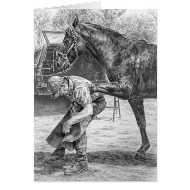 Farrier Trimming Horse Drawing by Kelli Swan (Vorne)