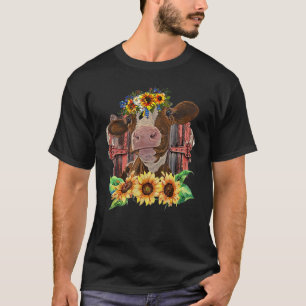 Färse Kuh mit Sonnenblumen Bauernhof Tiere Land T-Shirt