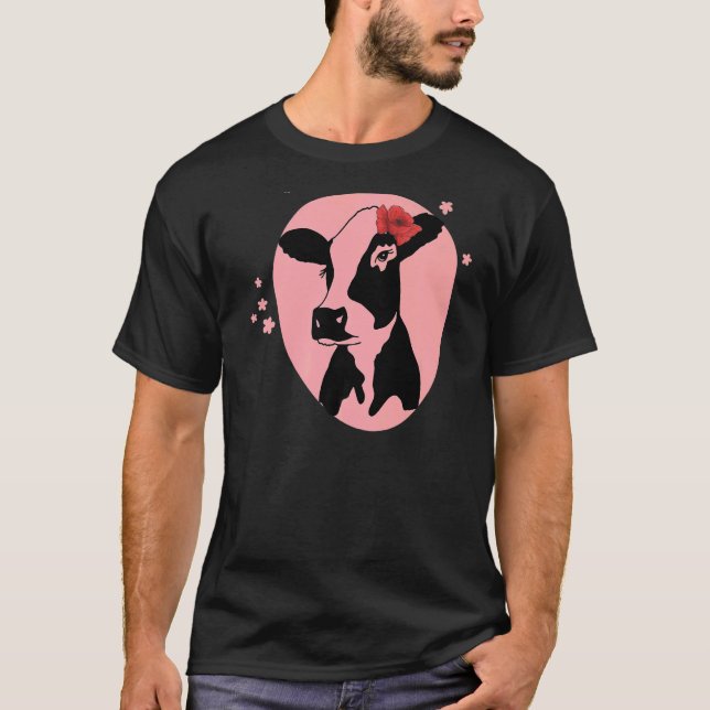 Färse mit Blume Rindvieh T-Shirt (Vorderseite)