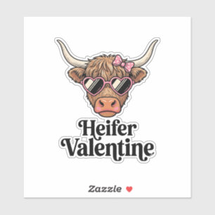 Färse Valentine Highland-Kuh Vintage-Design_1 Aufkleber