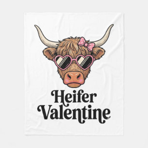 Färse Valentinstag Highland-Kuh Vintage-Design_1 Fleecedecke