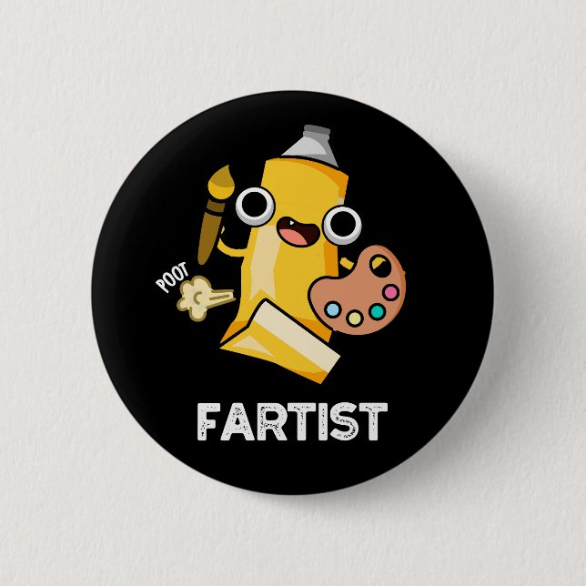 Fartist Funny Artist Pun Dark BG Button (Vorderseite)