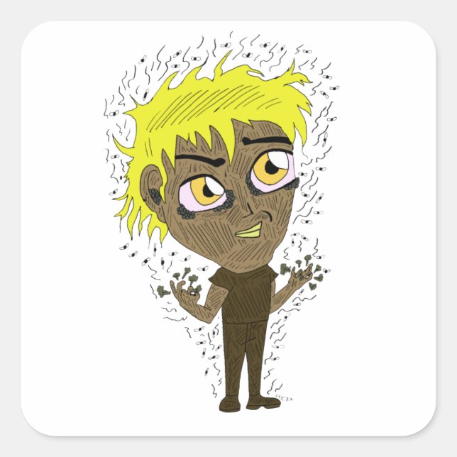 Farty Fingers Chibi Quadratischer Aufkleber (Vorderseite)