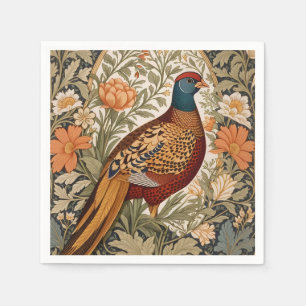 Fasan Antik Blumenmuster inspiriert von William Mo Serviette