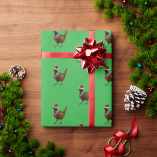 Fasan auf grüner Weihnachtsgeschenkverpackung Geschenkpapier