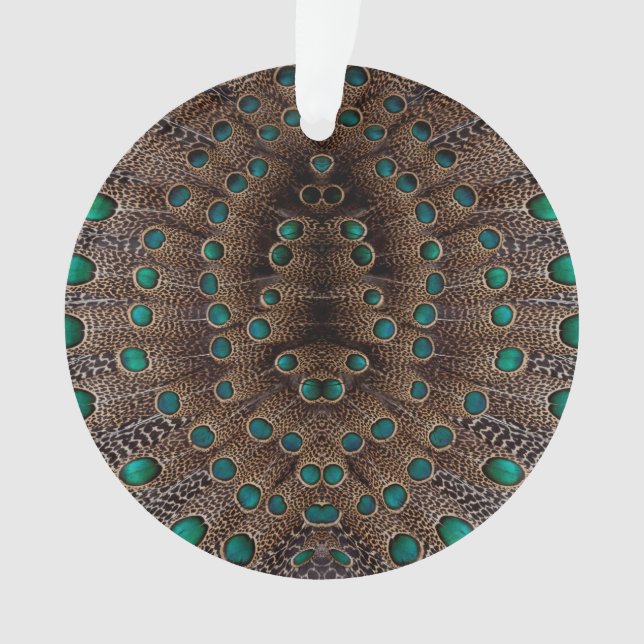 Fasan-Feder-Fraktal Design Ornament (Vorderseite)