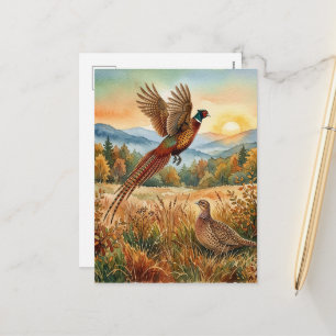 Fasan Forever . Aquarellkunst Feiertagspostkarte