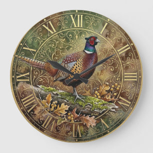 Fasan Forever . Aquarellkunst Große Wanduhr
