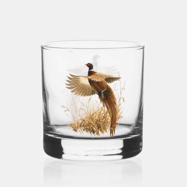 Fasan im goldenen Flug Whiskyglas (Vorderseite)