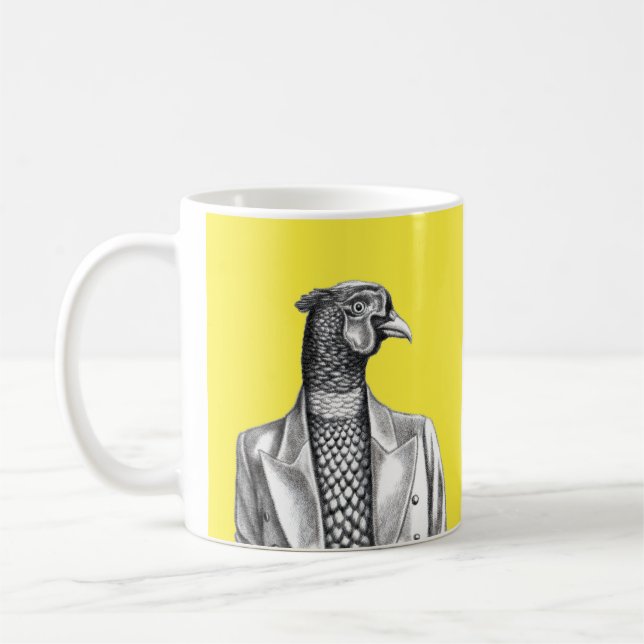 Fasan in Smart Jacket (Retro-Gelb) Kaffeetasse (Links)