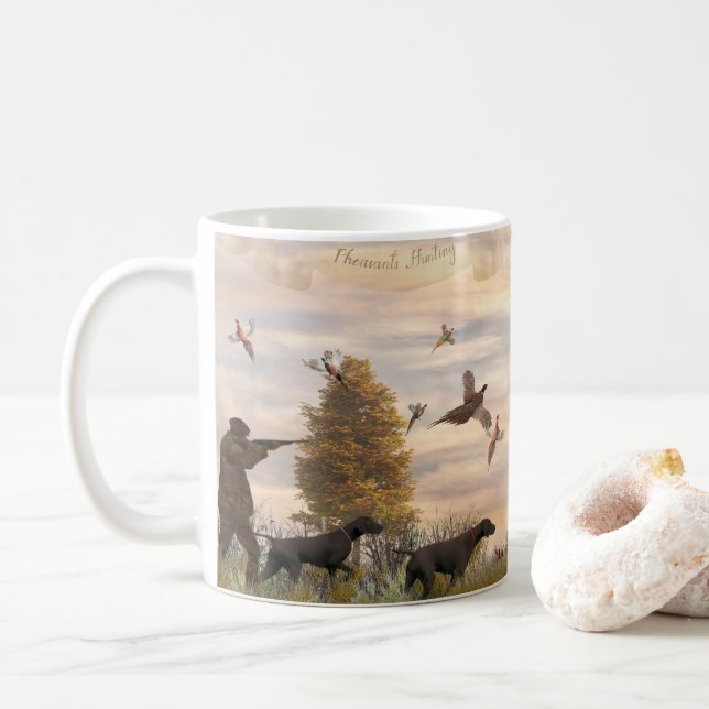 Fasan Jagen mit deutschem Kurzhaar Kaffeetasse (Mit Donut)