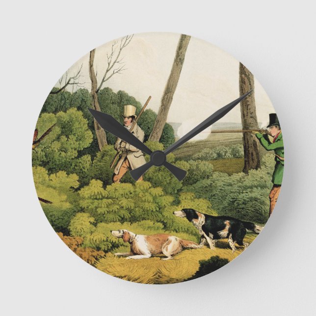 "Fasan-Schießen", Kneipe. durch Thomas McLean, Runde Wanduhr (Vorderseite)