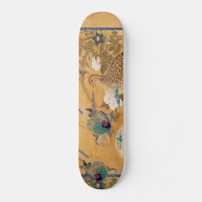 Fasan-Vogel-Rebhuhn-TierblumenSkateboard Skateboard (Vorderseite)