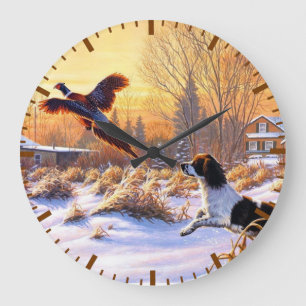Fasan zum Abflug ermutigt Große Wanduhr