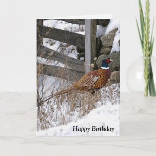 Fasan zum Geburtstag im Schnee Karte