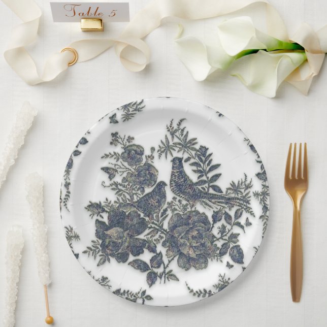 Fasane in Blume Pappteller (Hochzeit)