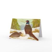 Fasane in der Schneegrüßkarte