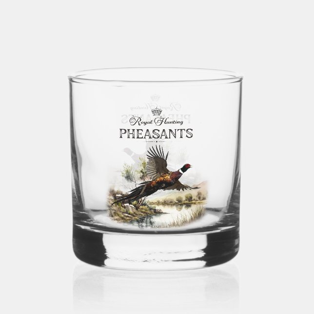 Fasane, königliche Jagd Whiskyglas (Vorderseite)