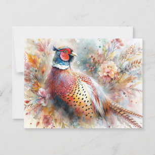Fasant Bird und Fall Foliage Postkarte