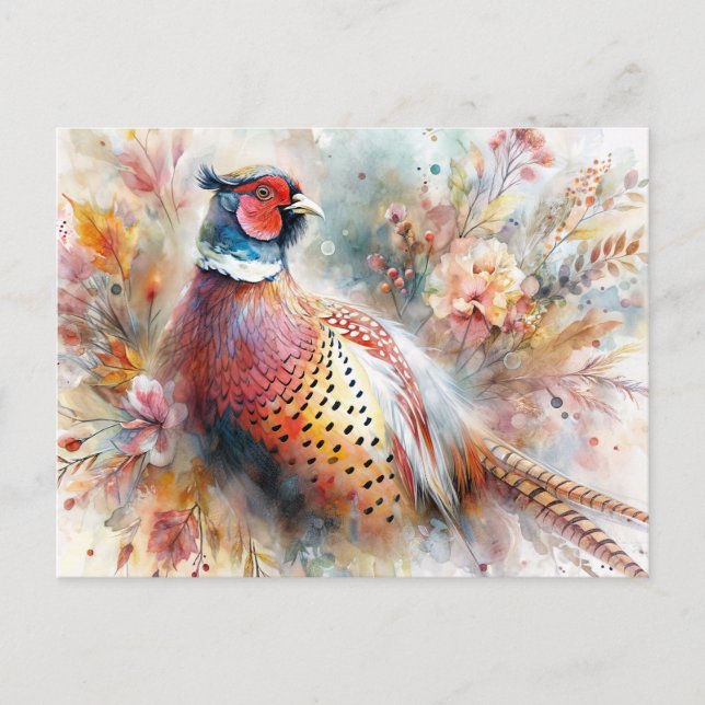 Fasant Bird und Fall Foliage Postkarte (Vorderseite)