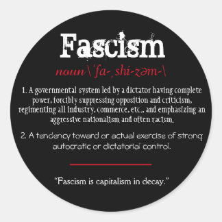 Faschismus Definition Politische Aussage Rot Runder Aufkleber