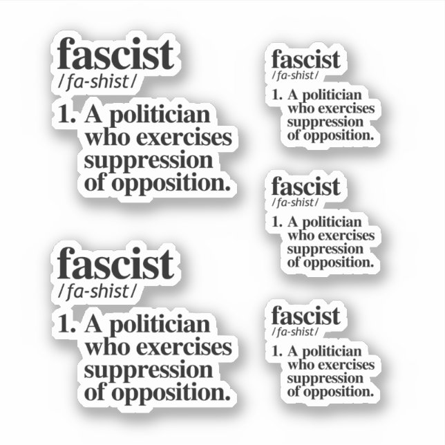 Faschistische Definition Aufkleber (Vorderseite)