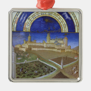 Fascimile des März: Bauern bei der Arbeit Ornament Aus Metall