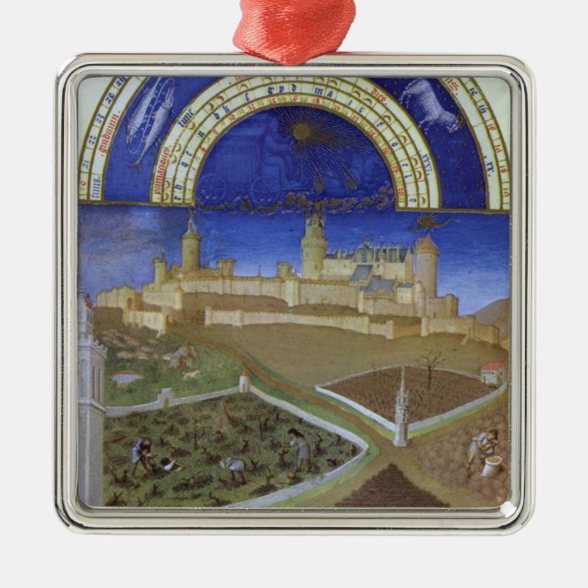 Fascimile des März: Bauern bei der Arbeit Ornament Aus Metall (Vorne)