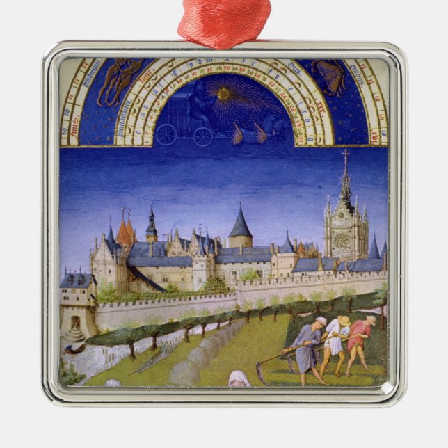 Fascimile von Juni: Heuernte Silbernes Ornament (Vorne)