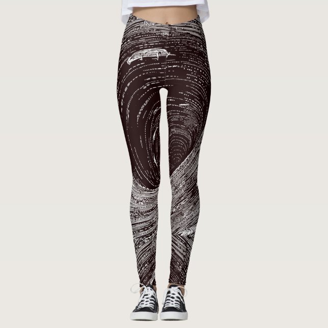 Fascinating Retro Black & White Vortex  Leggings (Vorderseite)