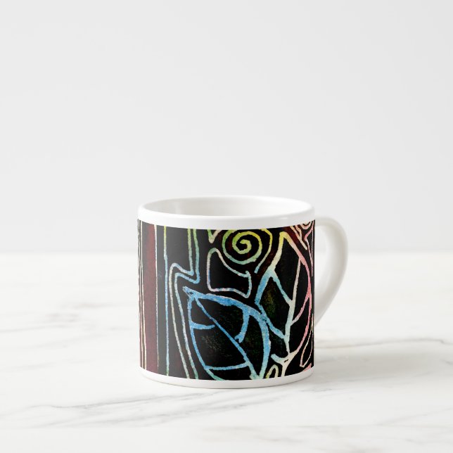 Faser-Kunst-Hand geschnitztes Blätter - orange Espressotasse (Vorderseite Rechts)