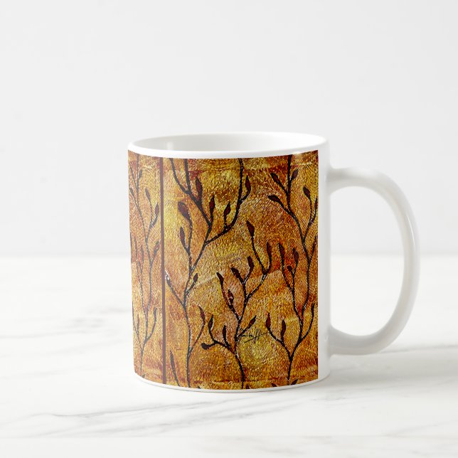 Faser-Kunst-Hand geschnitztes Blätter - orange Kaffeetasse (Rechts)