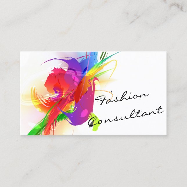 Fashion Abstrakt Lorikeet Paint Spritzer Visitenkarte (Vorderseite)