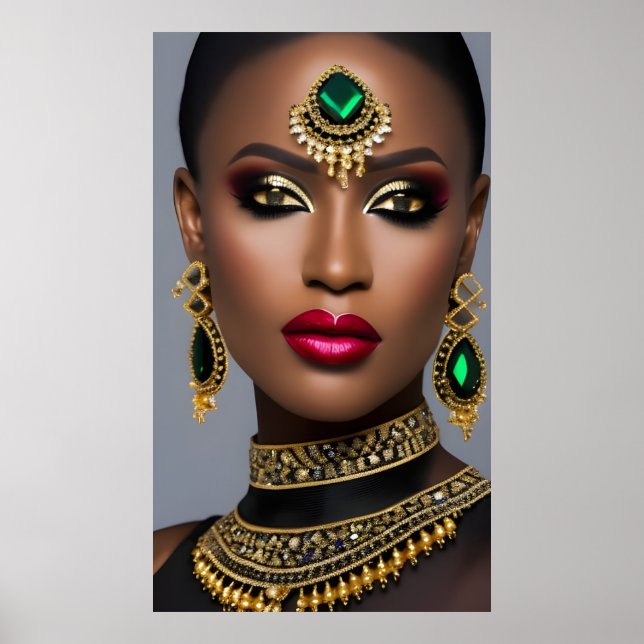 Fashion African Gold Smarald Green Juwelierin Poster (Vorne)