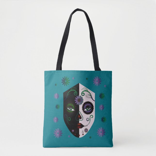 Fashion Aquamarin Girl Skull Face Tasche Purs oder (Vorderseite)