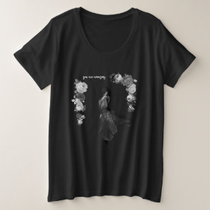 FASHION Art Girl Black and Gran Schöne Große Größe T-Shirt