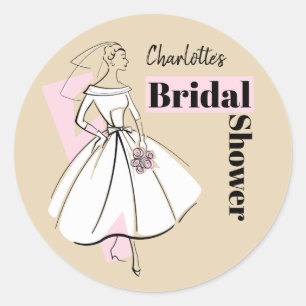 Fashion Bride Natural Brautparty Name rund Runder Aufkleber