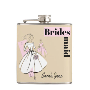Fashion Bride Neutral Bridesmaid Name Flasche Flachmann