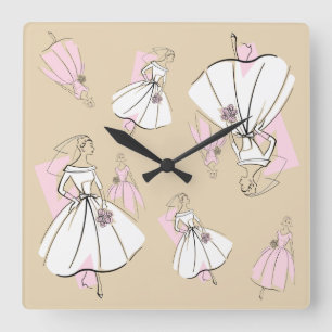 Fashion Bride Neutral Group Multi clock square Quadratische Wanduhr