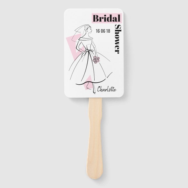 Fashion Bride Pink Brautparty Fächerpaddel Fächer (Vorderseite)