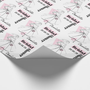 Fashion Bride Pink Brautparty Name Geschenkpapier