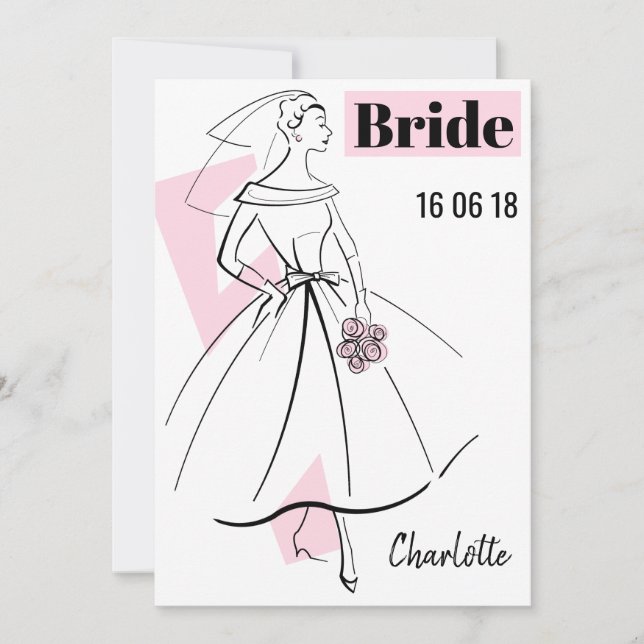 Fashion Bride Pink Bride Brautdusche Einladung (Vorderseite)