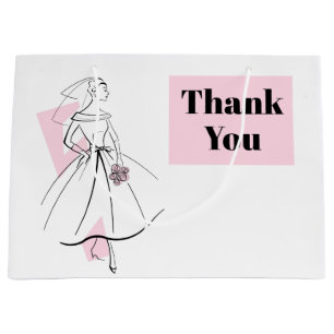 Fashion Bride Pink Danke, Geschenktasche groß Große Geschenktüte