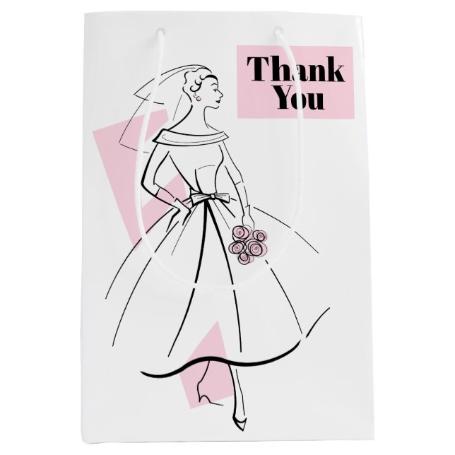 Fashion Bride Pink Danke, Geschenktüte Medium (Vorderseite)
