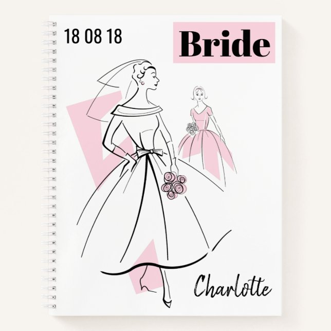 Fashion Bride Pink Group Bridge Datum Notebook Notizbuch (Vorderseite)