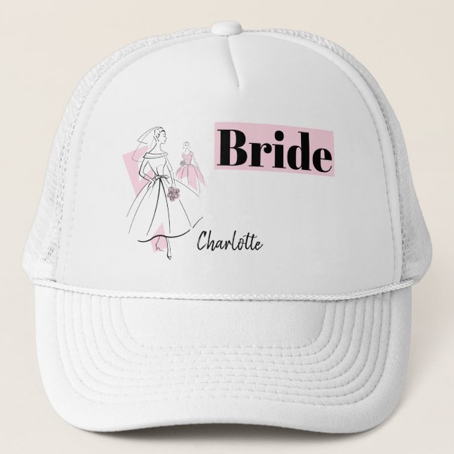 Fashion Bride Pink Group Bridge-Hut Truckerkappe (Vorderseite)