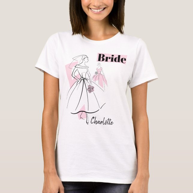 Fashion Bride Pink Group Bridge Name T - Shirt (Vorderseite)