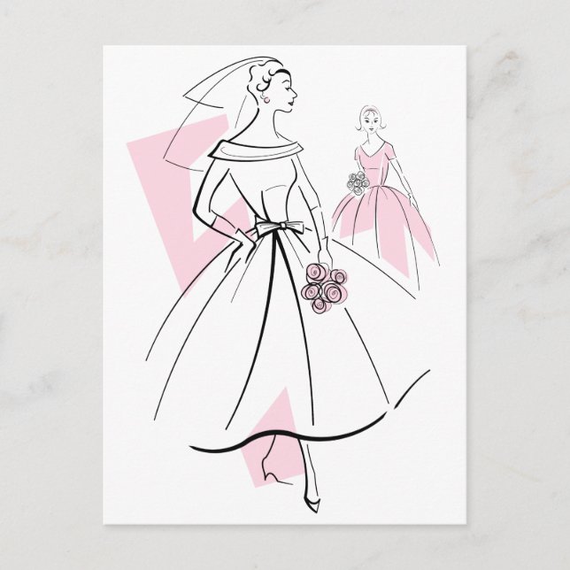 Fashion Bride Pink Group Postkarte (Vorderseite)
