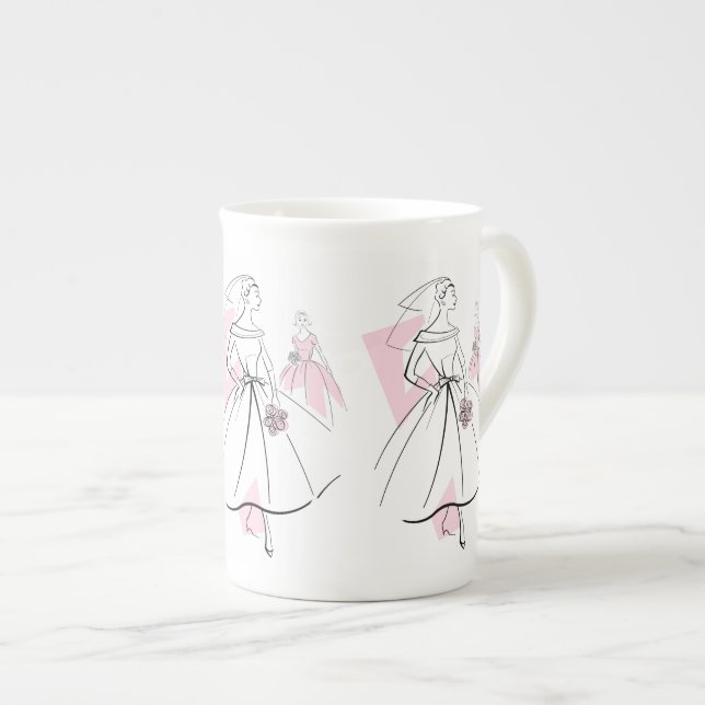 Fashion Bride Pink Group Tasse Knochen China (Vorderseite Rechts)