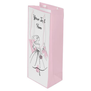 Fashion Bride Pink Group Text rosa Wein Geschenktüte Für Weinflaschen
